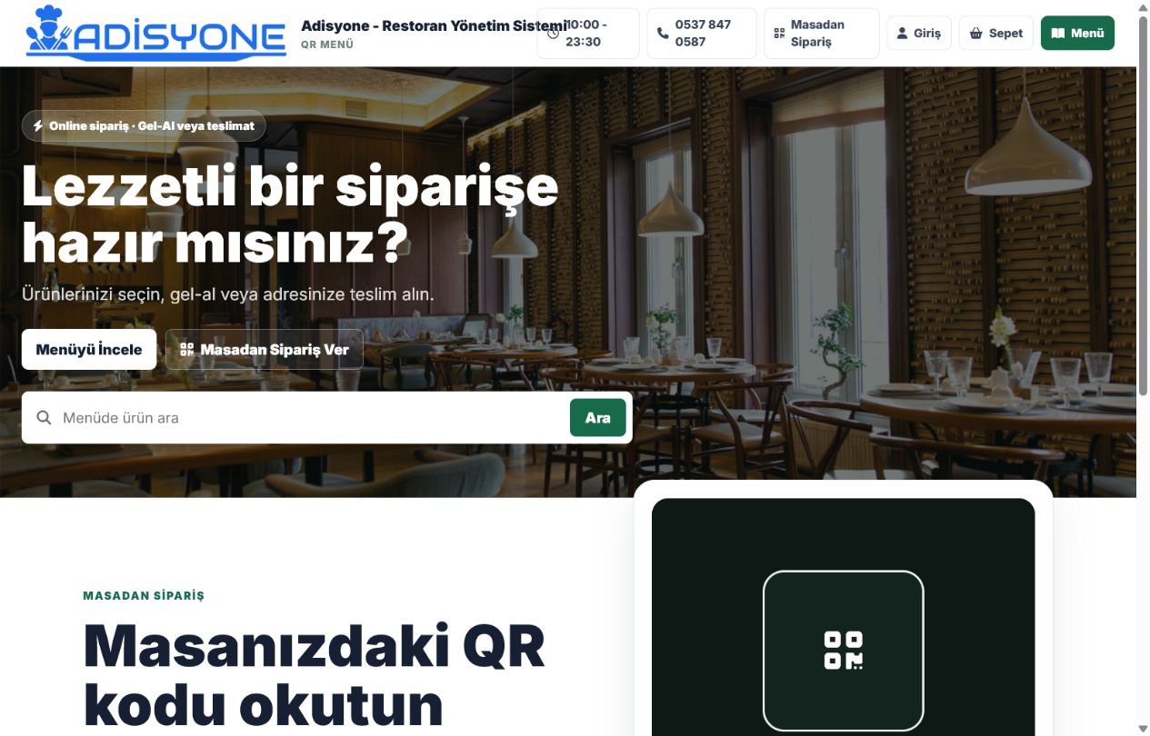 Adisyone masadan QR sipariş ekranı